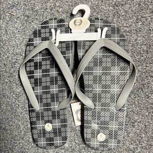 Elegant Black and Gray Plaid Flip Flops